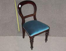 102    Mahogany Dining chair with blue upholstery     $120