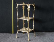 137    3 tier Brass stand
THIS ITEM is SOLD 
If wanting a similar item, note the image number and use "Contact Us" link        $95