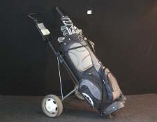   Golf clubs and cart. Full matched set of clubs
THIS ITEM is SOLD 
If wanting a similar item, note the image number and use "Contact Us" link      $120