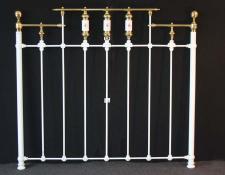 229    Reproduction white metal, porcelein and brass bedend       $130