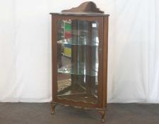   Mahogany corner china cabinet with mirror back and 2 glass shelves       $250
