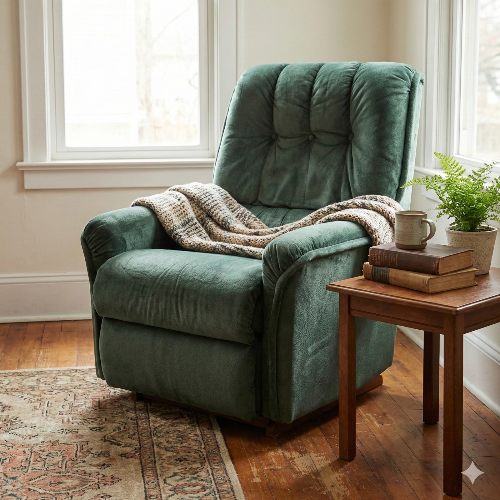 Green La-Z-Boy Recliner (Green Velvet)