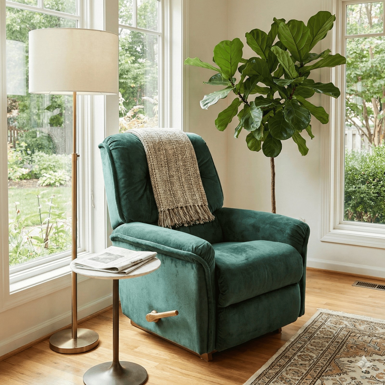 Green La-Z-Boy Recliner (Green Velvet)