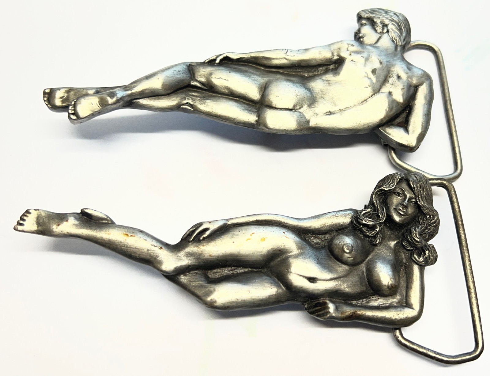 Vintage 1979 Reclining Nude Couple Belt Buckles