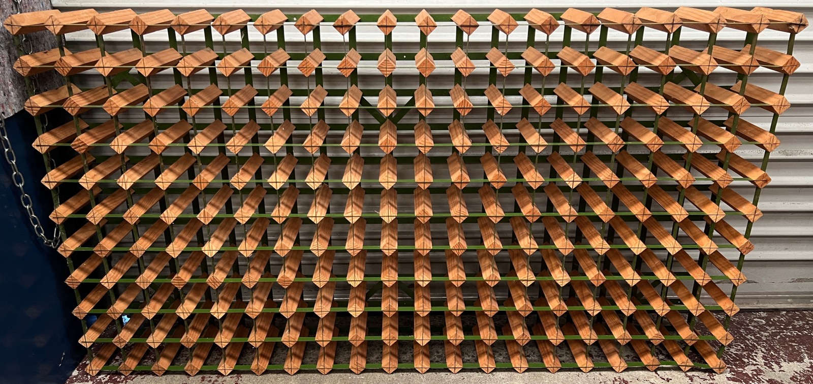 Large 200 Bottle Solid Wood & Steel Wine Rack