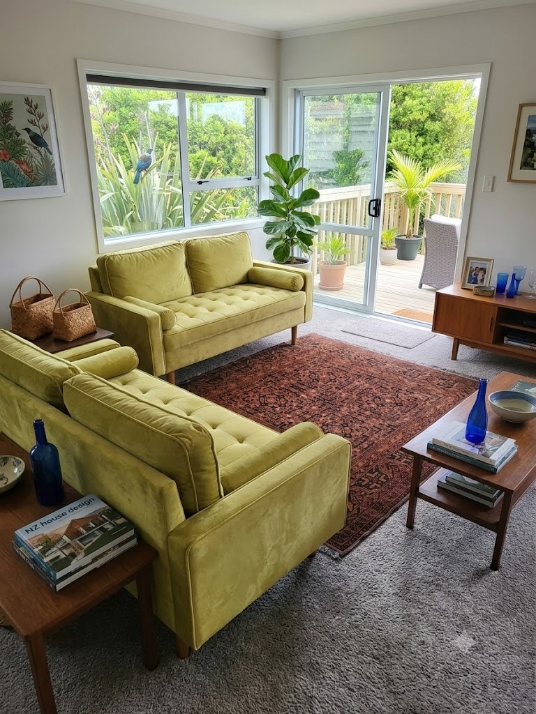 Pair of Retro Pistachio Green Velvet 2-Seater Sofas