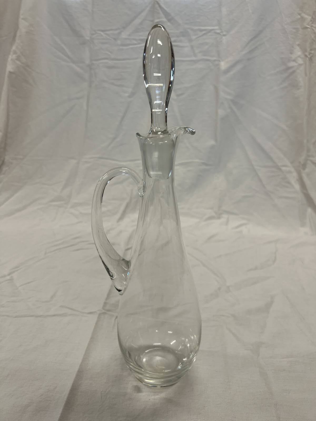 Vintage Polish Hand-Blown Glass Decanter Pitcher