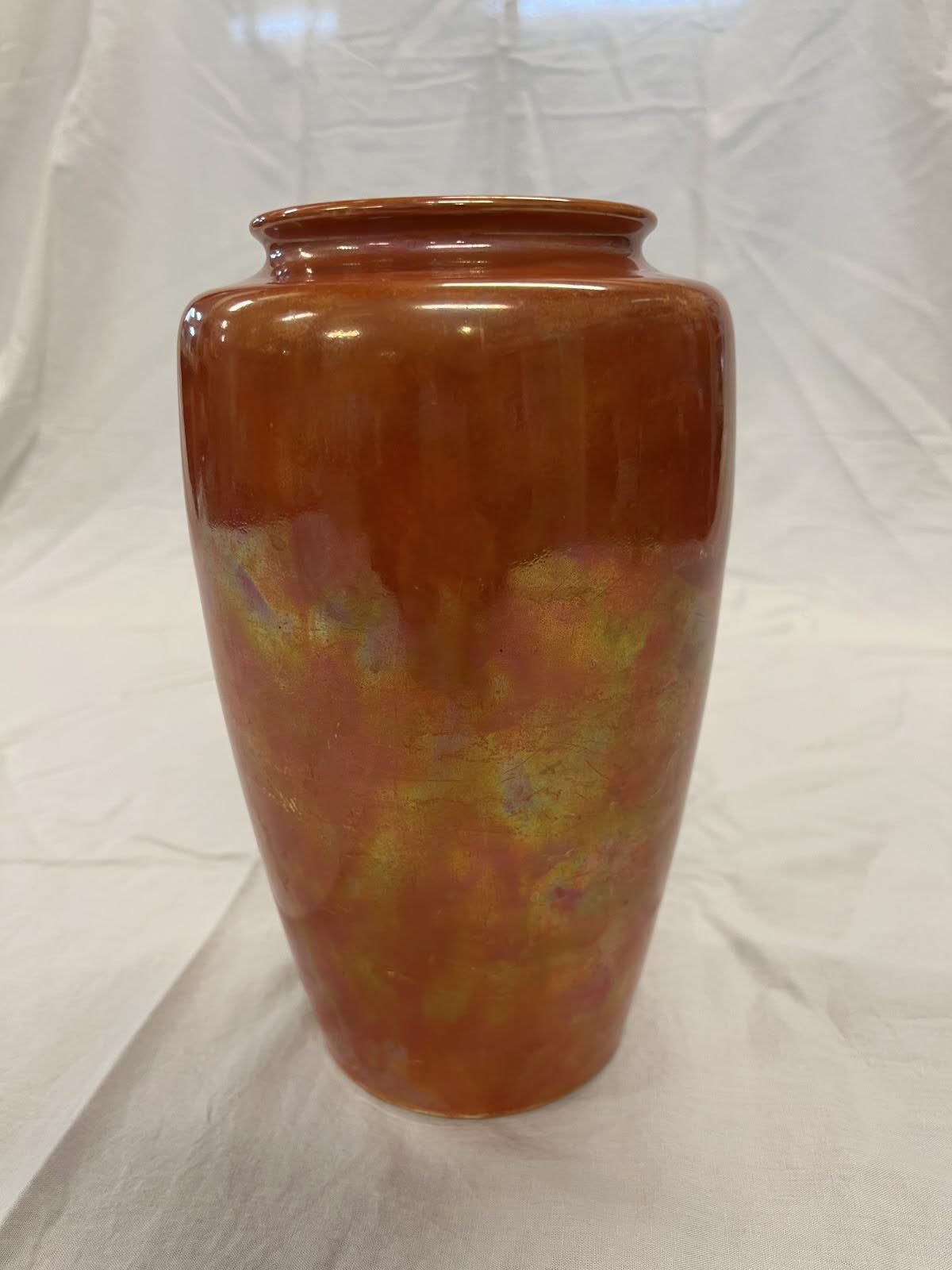 Authentic 1920 Ruskin Luster Glaze Orange Vase