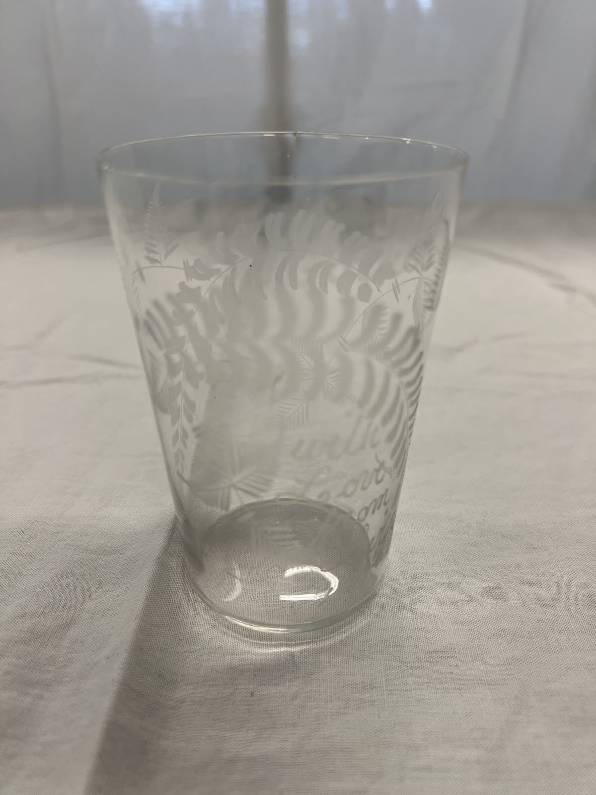 Antique 1898 Hand-Engraved Fern Glass Tumbler