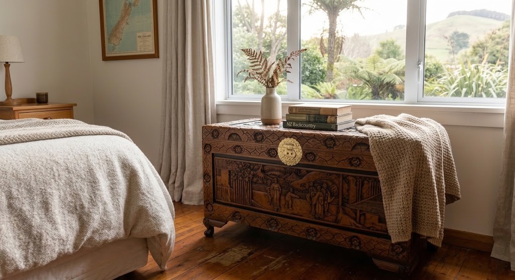 Camphor Blanket Box - Vintage Chinese Relief Carved Solid Wood