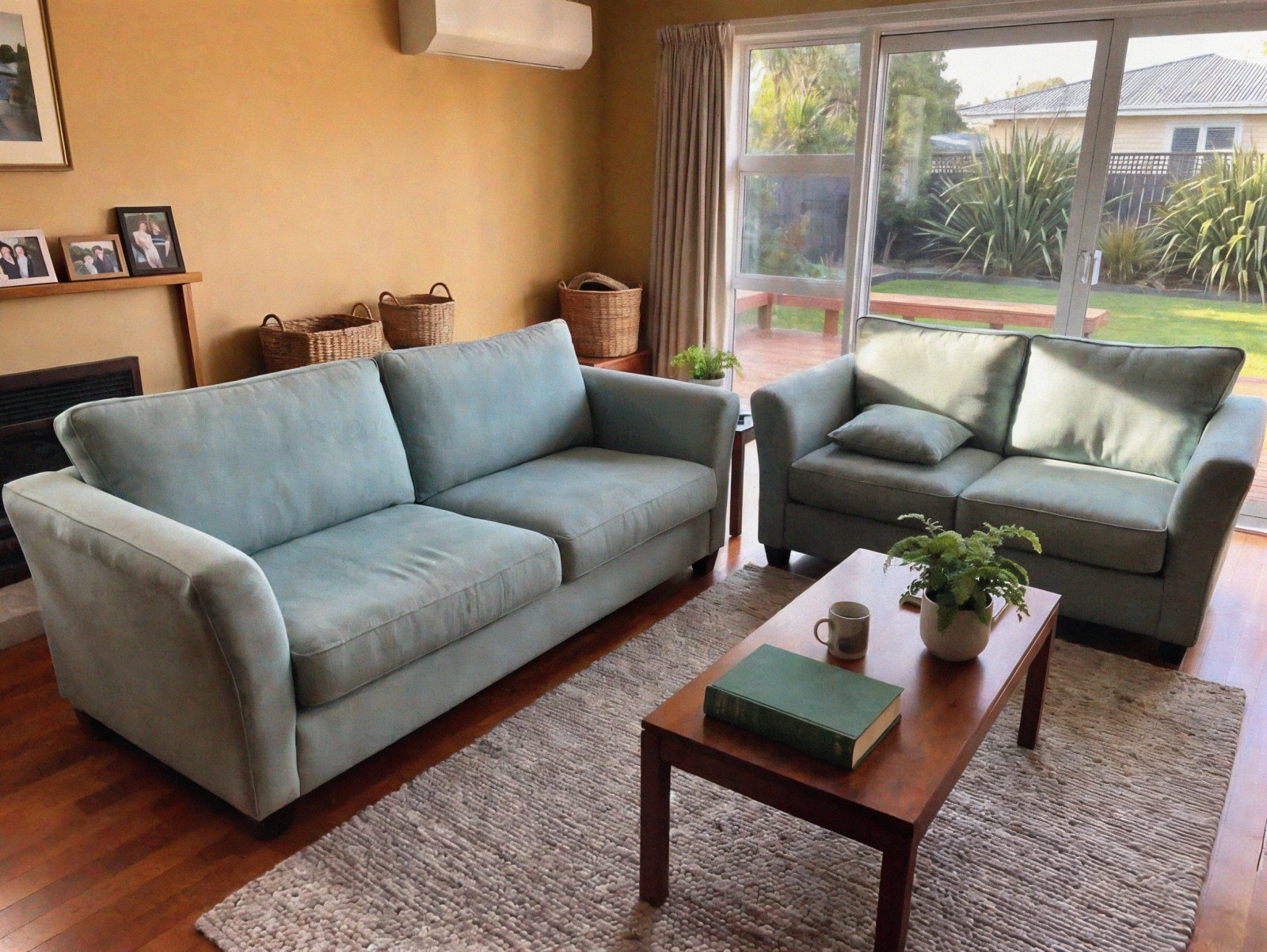 Light Blue 3 + 2.5 Seater Fabric Lounge Suite