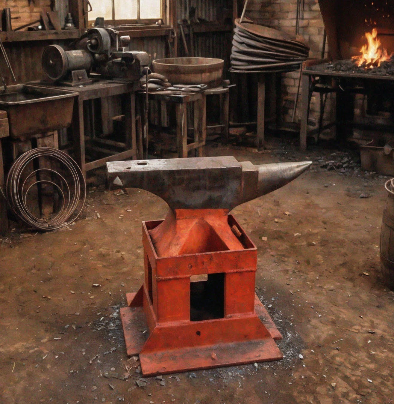 Large Antique Blacksmith Anvil & Heavy Duty Stand