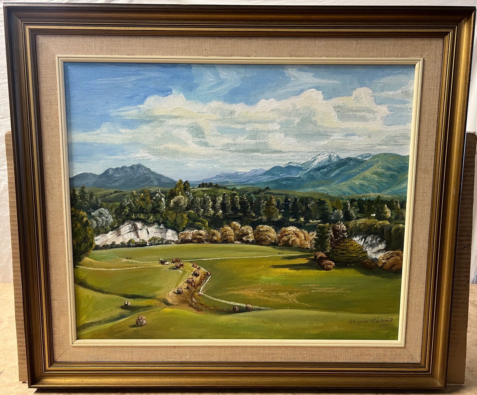 Vintage Wayne Kelsall 1971 NZ Landscape Oil