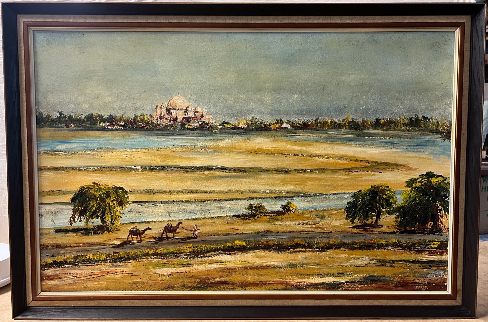 Framed D.J. Scott Taj Mahal Acrylic Painting