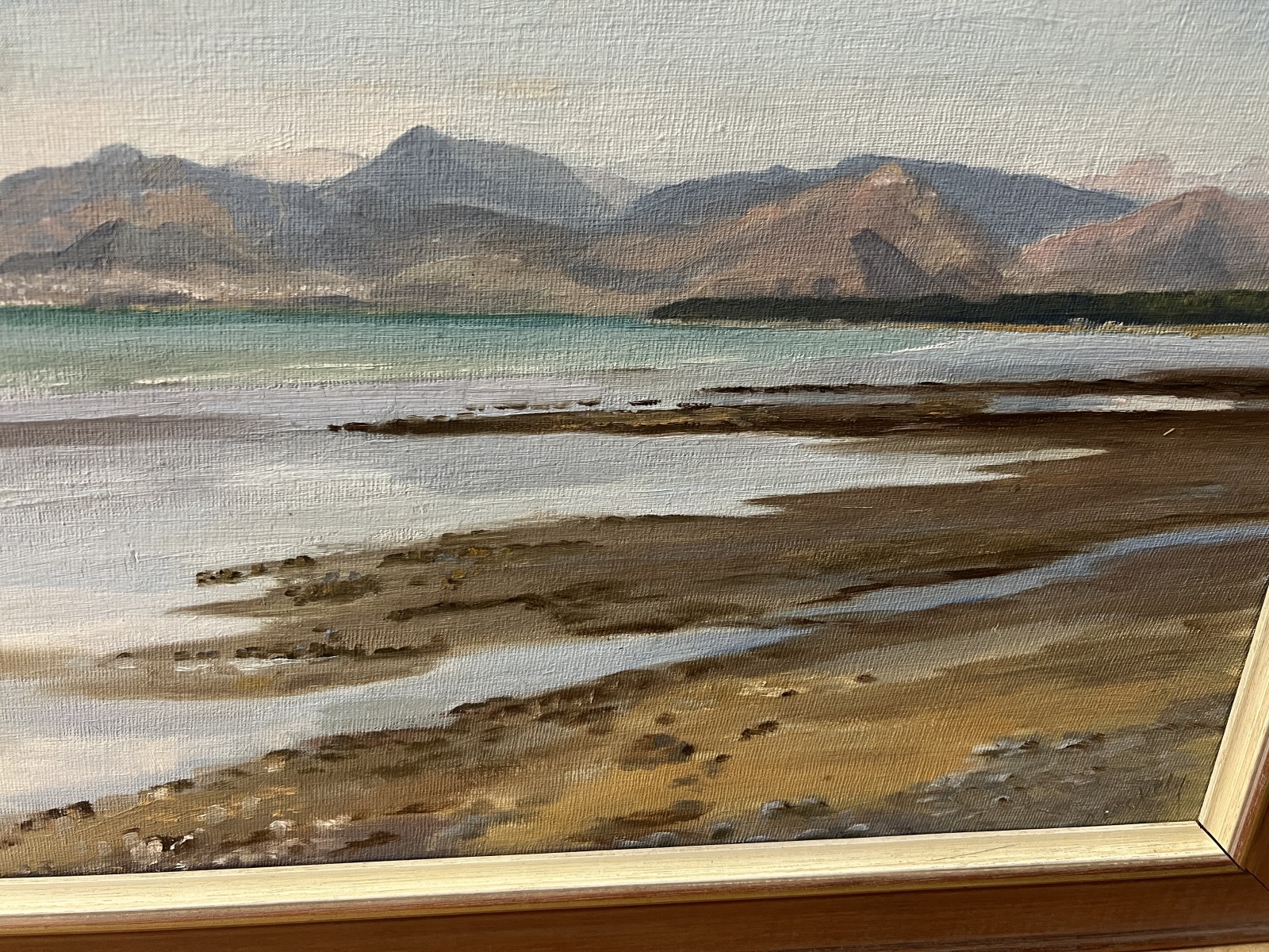 Framed Vintage NZ Coastal Estuary Oil