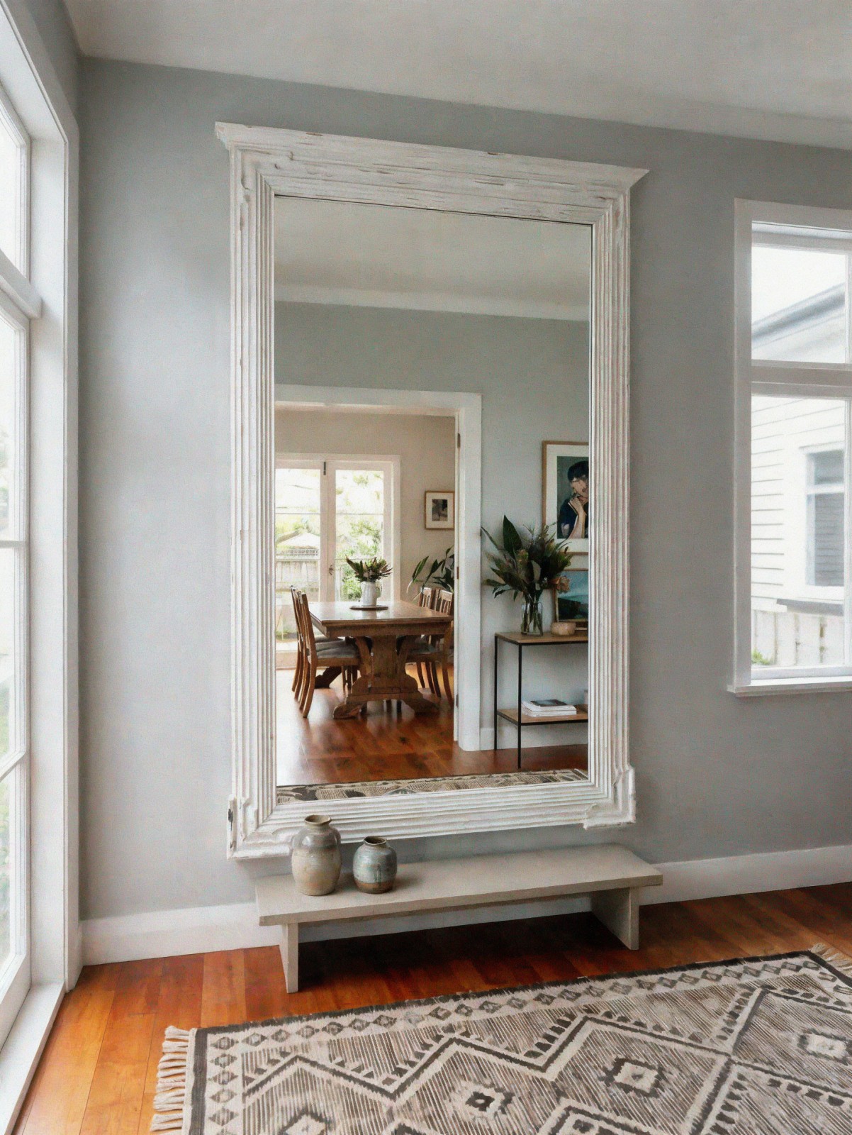 Huge 2m Shabby Chic White Wall Mirror