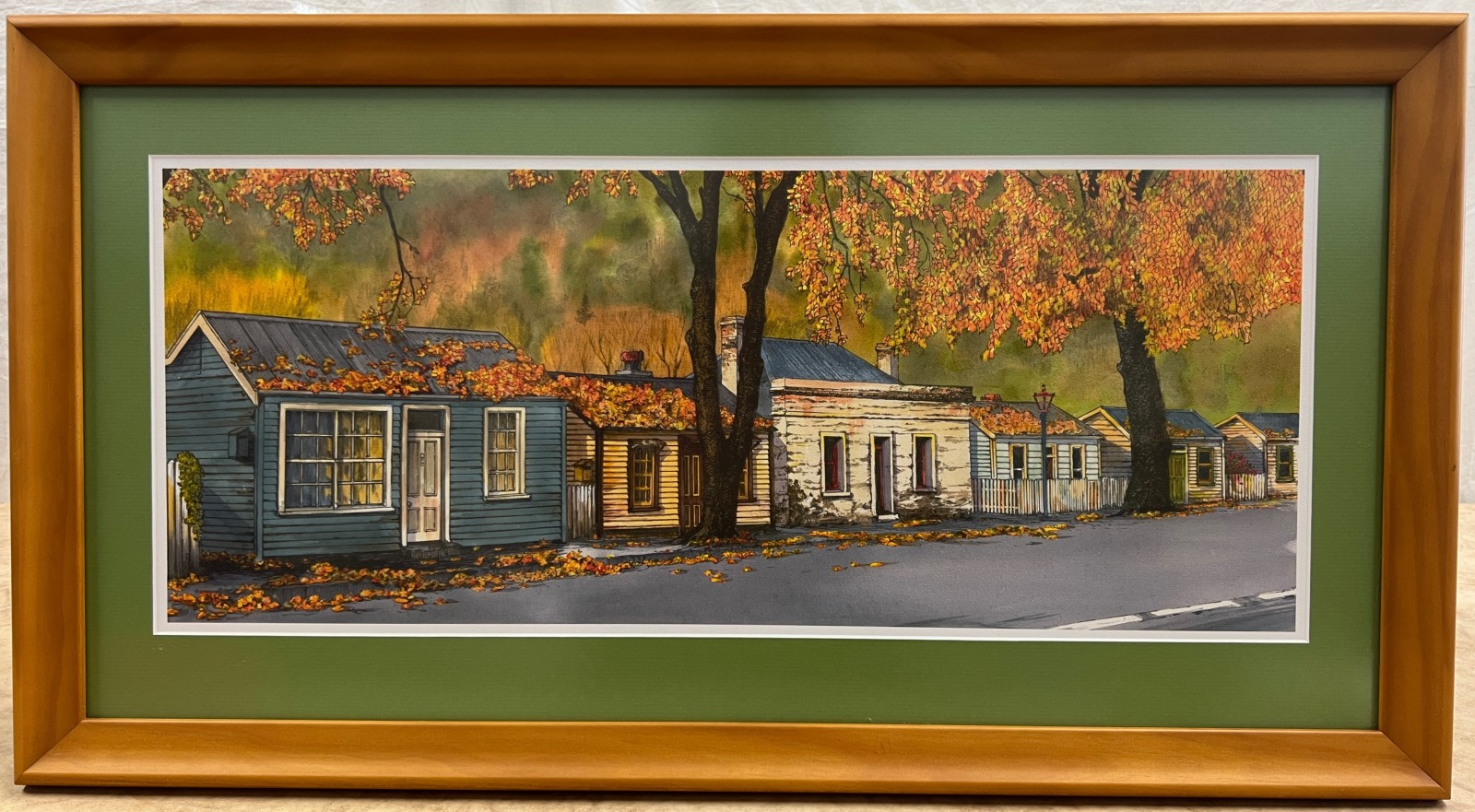 Framed Arrowtown Miners Cottages Autumn Print