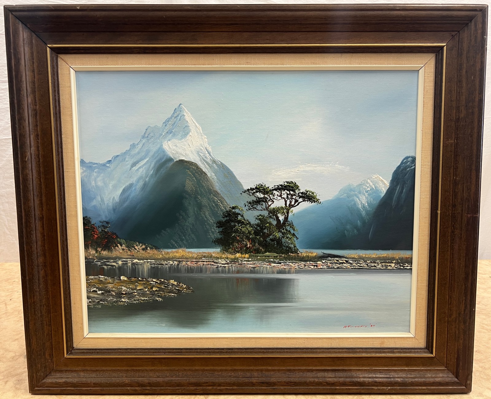 Michael Finnerty 1984 Oil "Milford Sound" NZ