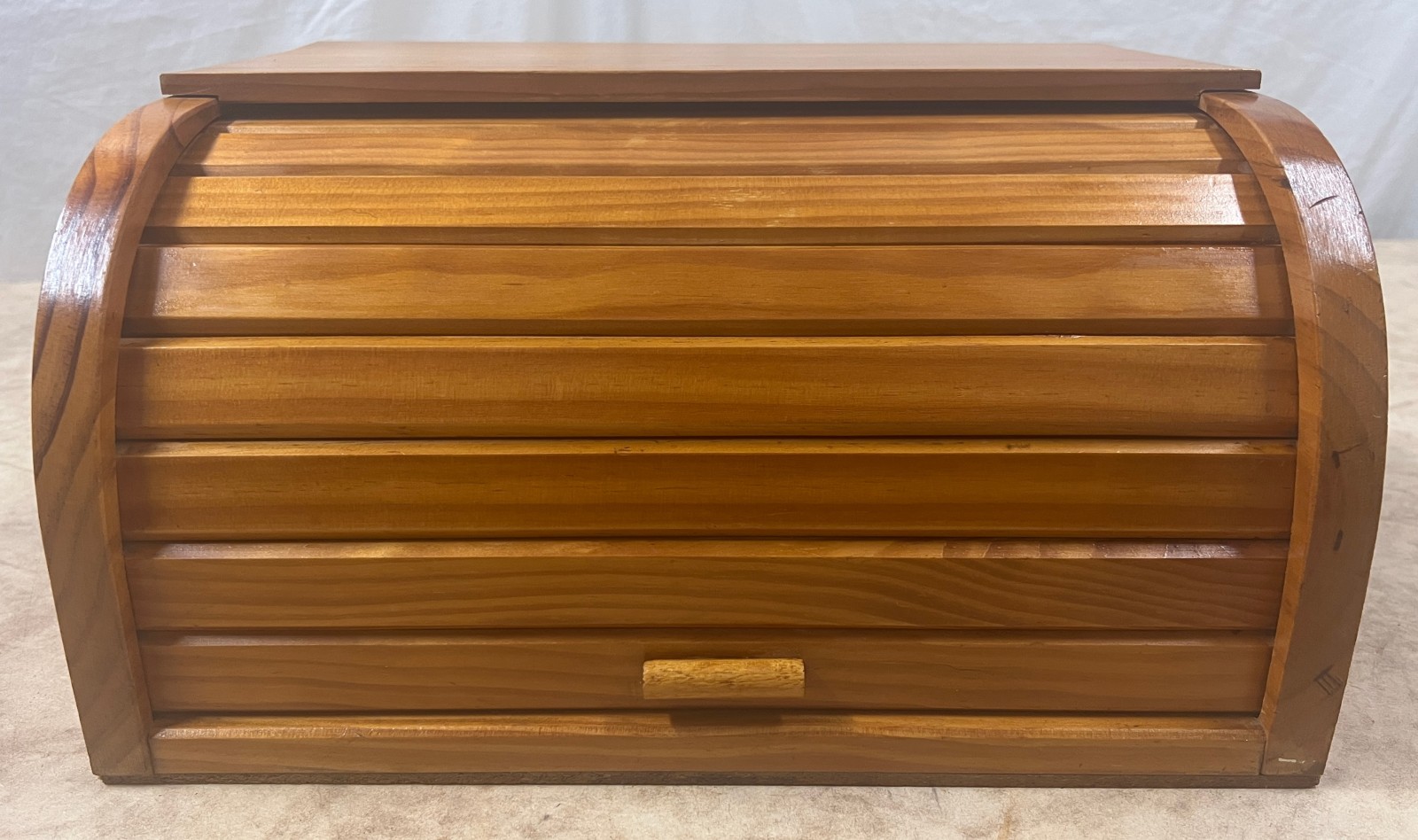 Vintage Solid Pine Roll-Top Bread Bin