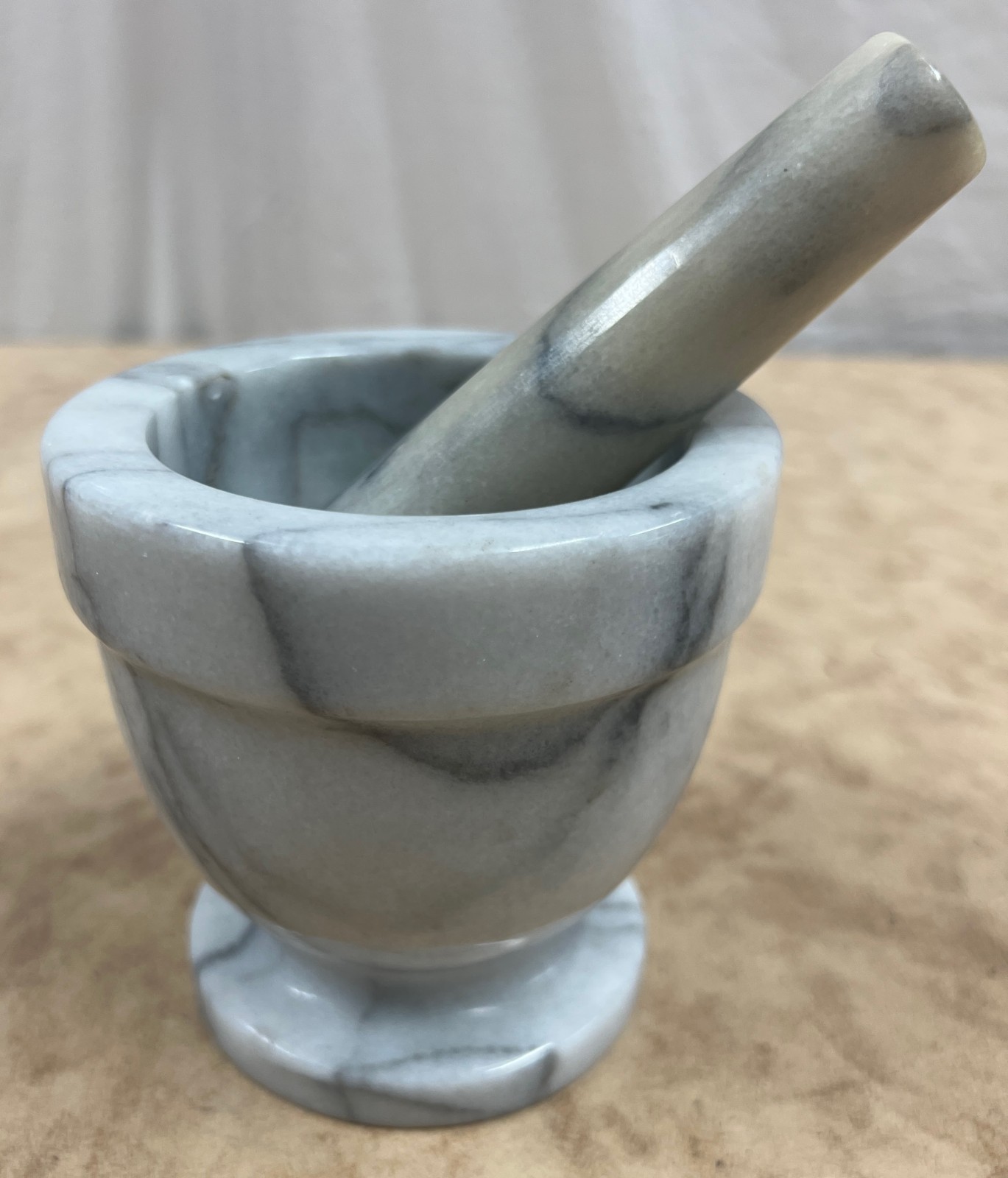 Solid Grey Marble Mortar & Pestle