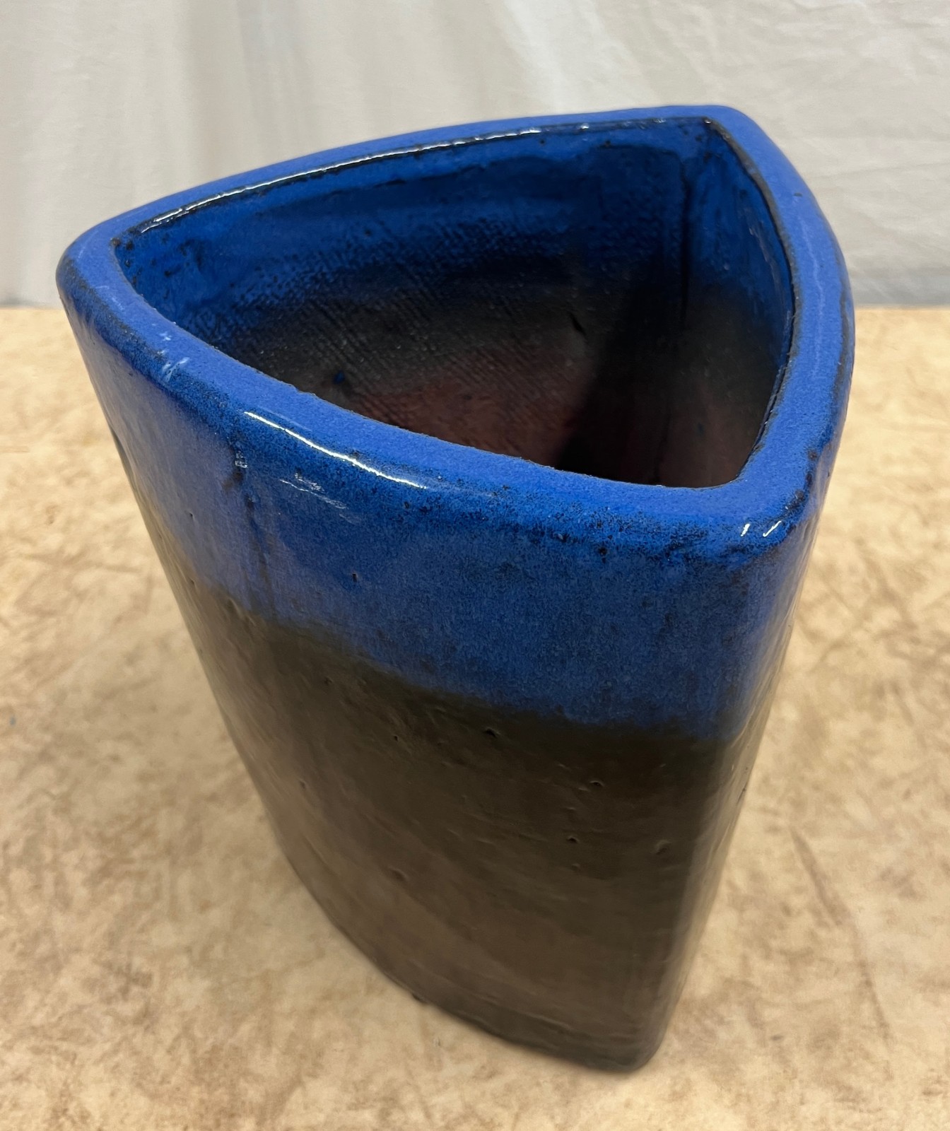 Cobalt Blue & Dark Ceramic Triangular Planter