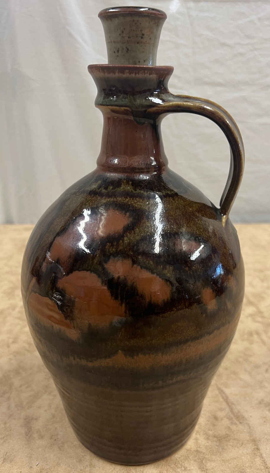 NZ Studio Pottery Tenmoku Flagon & Stopper