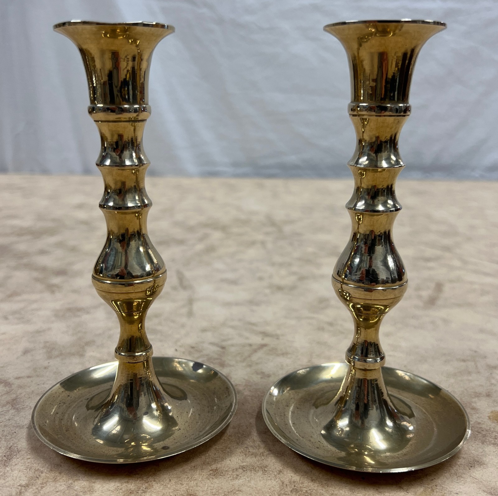 Pair of Vintage Solid Brass Candlesticks 15cm