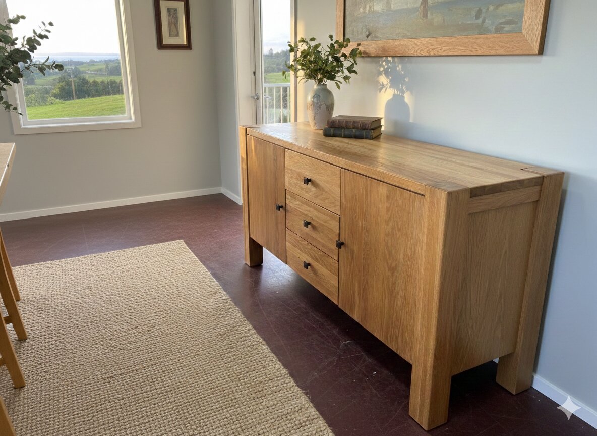 Solid Oak 2-Door 3-Drawer Sideboard