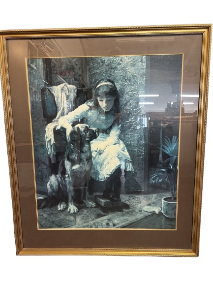 Framed Print: "Girl with Dog"